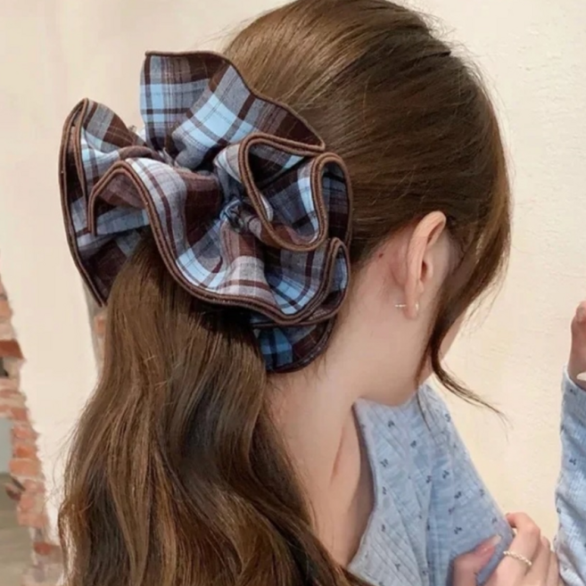 모미엘 18cm 프리미엄 스크런치 4겹 풍성한 왕곱창 빅사이즈 대형 머리끈