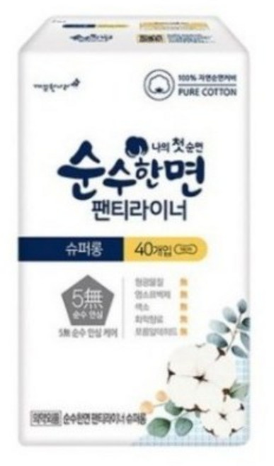 순수한면 슈퍼롱 팬티라이너, 40개입, 7개