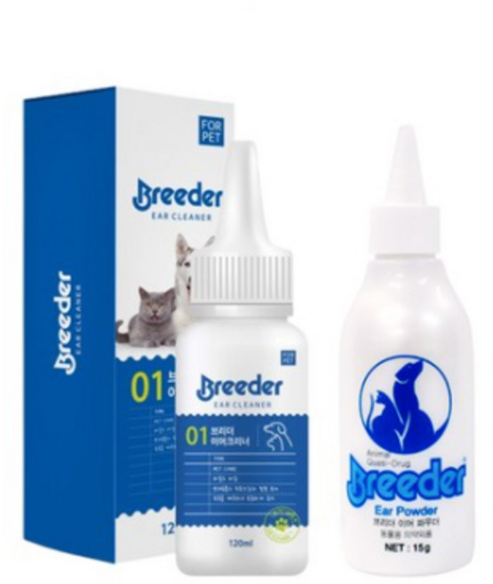 브리더 강아지 귀관리 세트 이어크리어 120ml + 이어파우더 15g, 1개
