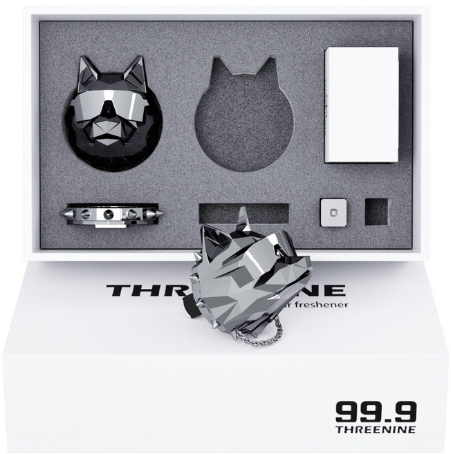 쓰리나인 차량용 방향제 불독 힙한늑대 2종세트 (본체2p+향2p), 크롬블랙, 어벤투스, 1개