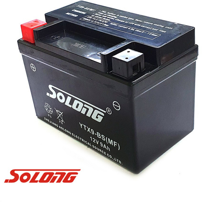 소롱배터리 조이라이드125EVO용 소롱배터리YTX9-BS(12V9A) 밧데리, 1개