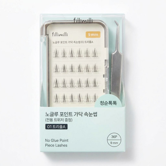 필리밀리 노글루 포인트 가닥 속눈썹, 1개, 트리플A