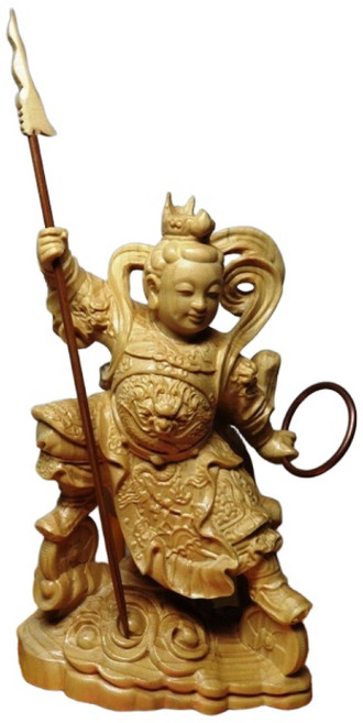 黃楊木三太子木雕佛像10公分 - 精緻神像擺件，祈福納祥保平安