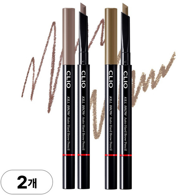 [1+1] 클리오 킬브로우 오토 하드 브로우 펜슬AD, 007 그레이핑크, 003 피넛브라운, 2개