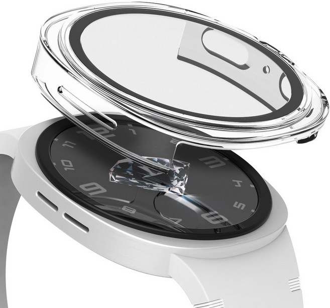 로랜텍 갤럭시워치 케이스 풀커버 액정보호 강화유리, 투명, 1개