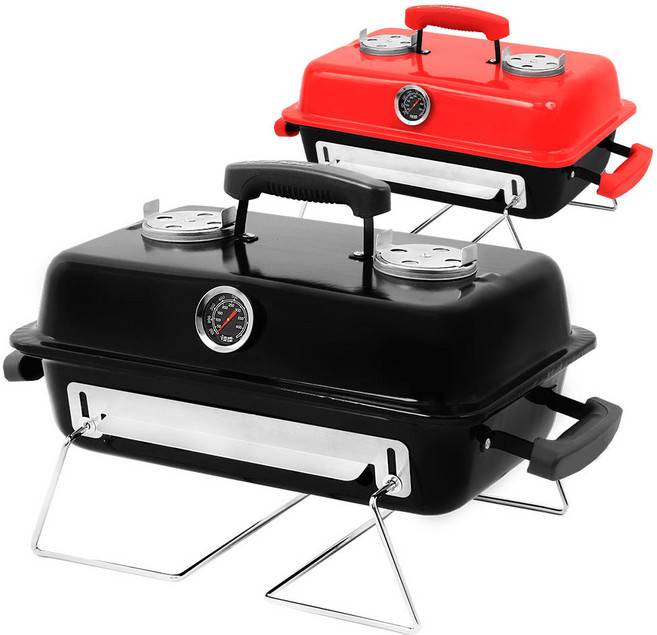 캠핑몽 스모킹셰프 휴대용 바베큐그릴 숯불 캠핑 훈제 직화 펜션 피크닉 BBQ, 레드, 1개