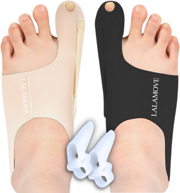 라라무브 엄지발가락 분리 고정밴드 보호대 좌우2개+메디컬링, 2세트, 블랙+스킨