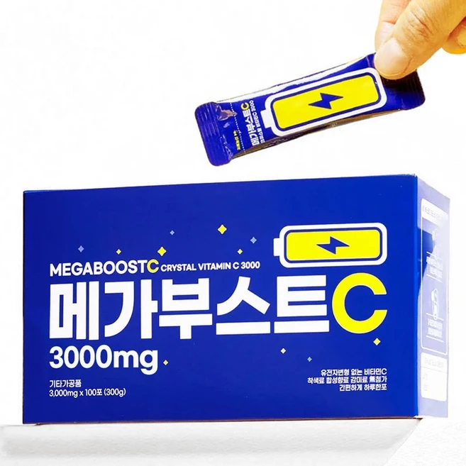 메가부스트C 크리스탈 비타민C 3000mg 100포 1BOX, 1박스, 100회분 - 쿠팡