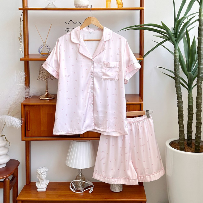 엘라운지 실크핏 빅사이즈 공용 파자마 세트
