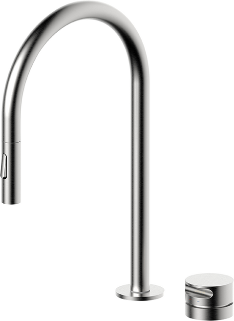 라우체 뉴코인 TM0020 거위목 투홀 싱크 수전 주방 씽크대 무광 니켈, 1개