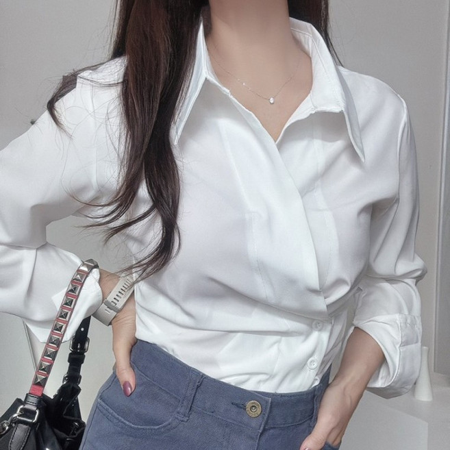 [후스가이] 출근룩 오피스 랩스타일 셔츠 블라우스