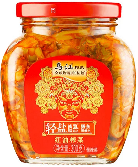烏江榨菜 瓶裝榨菜 麻辣口味 香脆爽口 佐餐良伴 輕鹽配方 健康美味, 300g, 1個