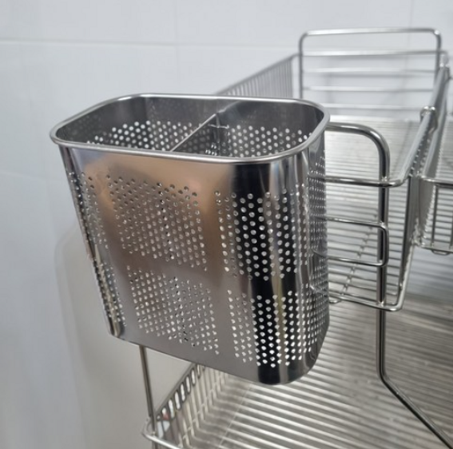 이브리영 스테인레스 촘촘한 걸이형 2구 사각 수저통, 1개