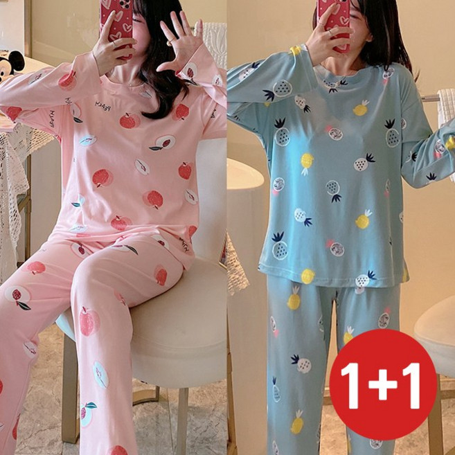 (2세트) 긴팔 홈웨어 LL피치긴팔+파인트리SET