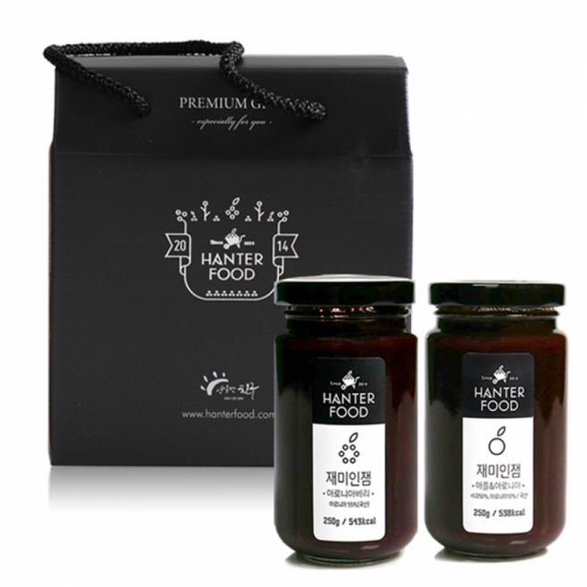 수제 국내산 사과잼 아로니아베리잼 세트 250gx2ea 무설탕잼 빵, 1g, 1개