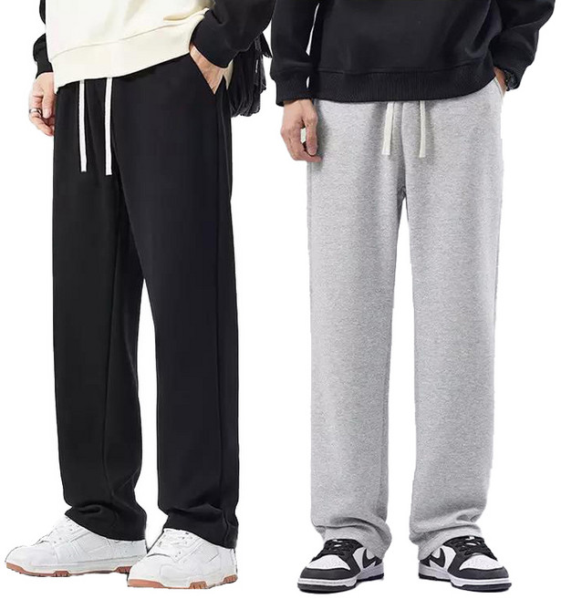 2장세트 남자 기모 트레이닝바지 가을 겨울 츄리닝바지 스트레이트 일자 팬츠 남녀공용 Tanlz-609