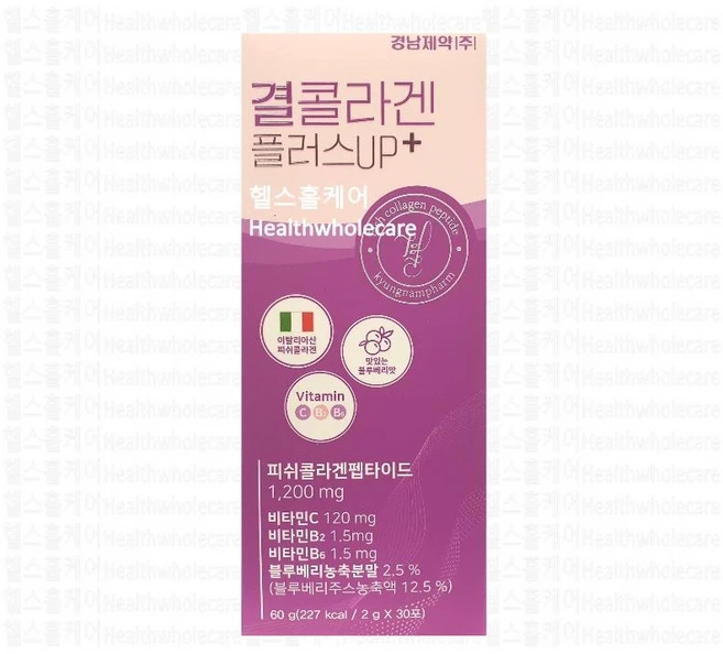 경남제약 결콜라겐 플러스업 피쉬콜라겐펩타이드 비타민 블루베리, 2g, 1개 - 쿠팡