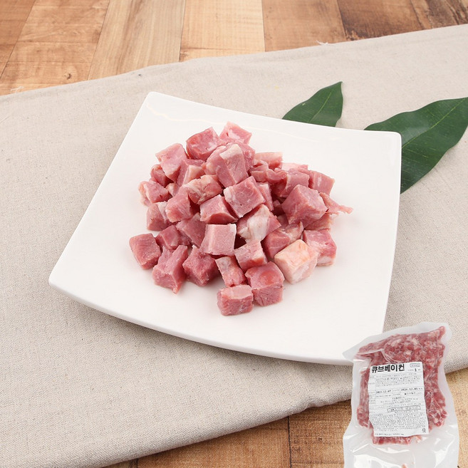 푸디스토리 삼겹 큐브 베이컨 냉동, 1개, 1kg