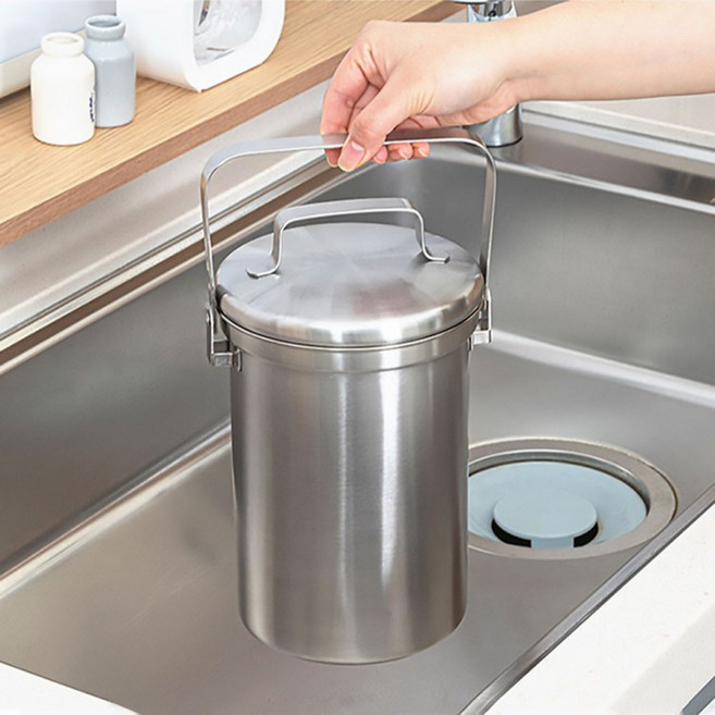 [아이리]올 스테인리스 304 음식물 쓰레기통 3L, 음식물쓰레기통, 1개, 상세페이지 참조