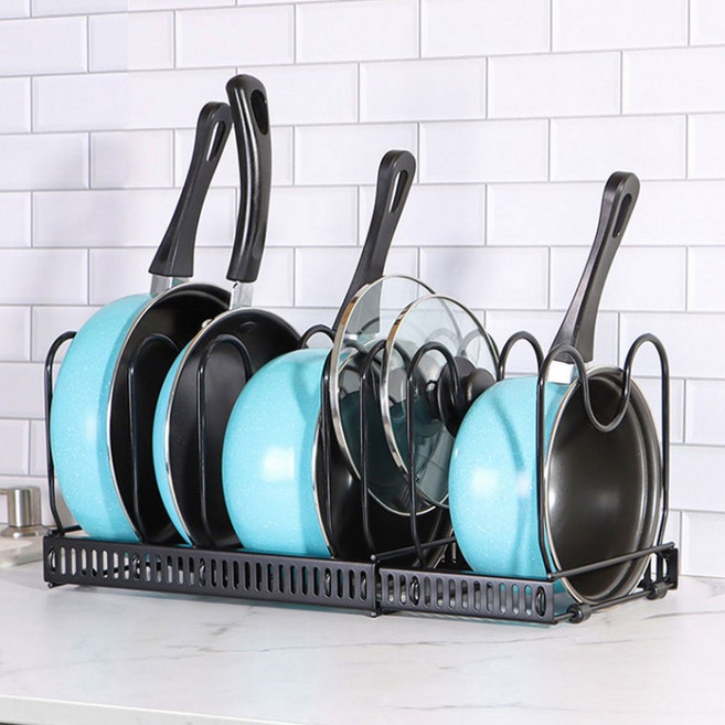 길이조절 싱크대 정리함 후라이팬 냄비 보관거치대, 화이트, 화이트, 1개