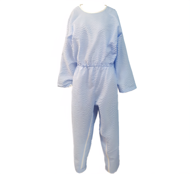 시원한 여름 치매복 치매우주복 병원환자복 노인환자복 병원요양복 일반지퍼 발목열쇠 턱받이증정 (지지미블루)