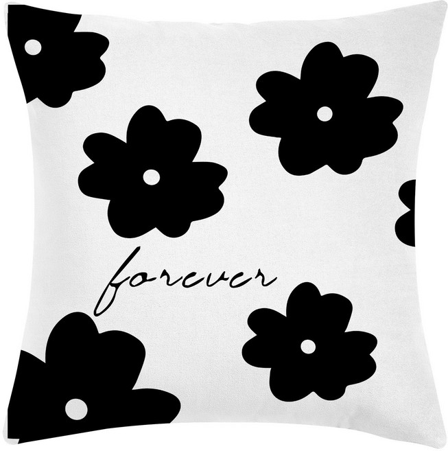 북유럽 블랙 플라워 45cm x 45cm 인테리어 소파 쿠션 커버 ( 솜 미포함 )
