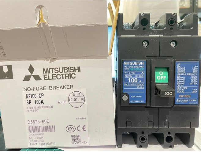 三菱 無熔絲開關 NF100-CP 3P 100A 電路保護、安全穩定、操作簡便 適用於家庭、辦公室及工廠, 1個