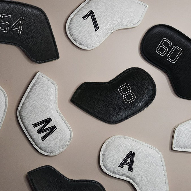 SKENOS 자석 아이언 커버 웨지 숫자 커버 가죽, 블랙, G