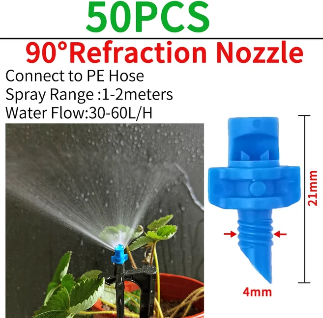 오아시스 온실 급수 스프링클러 도저 물방울 관개 정원 조정 안개 이미 터 스테이크 마이크로 스프레이 회, 24 S-90-50PCS