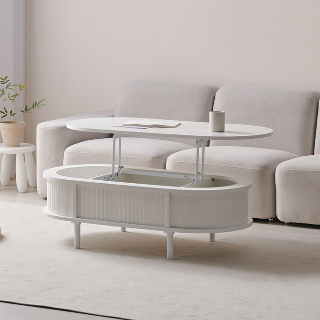 지앤퍼니 로이 리프트업 E0 거실 테이블, 화이트