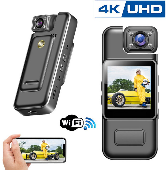 EMITAIM wifi 4K 미니 액션캠 휴대용 카메라 크로니클 바디캠 녹음기 블랙박스 이동감지 야시렌즈, MHD11Pro