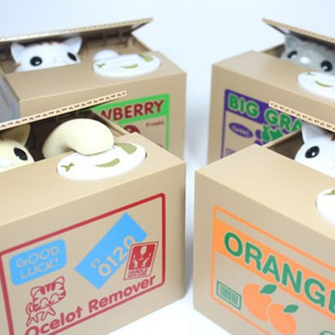 센과치히로 가오나시 피규어 저금통 동전먹는 어린이 금고 지브리 인형 (건전지 포함), 동전먹는 고양이 저금통