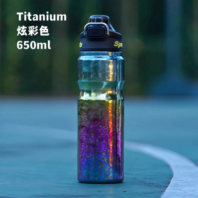 순수 티타늄 야외 스포츠 물병 보온병 이중벽 진공 빨대 단열성 대용량 보온병 스테인리스 304 진공 컬러 디자인 예쁜 휴대용 보온병 대용량 여행용 학생용 여성용 남성용 투톤 선물용, 1개, 630ml, 티타늄 물병 화려한색 630ml