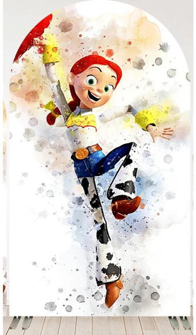 만화 우디 버즈 테마 생일 파티 벽 패널 수채화 배경 커버 배너 양면, 1개, 2. Arch Cover 2 / J. 100x22...