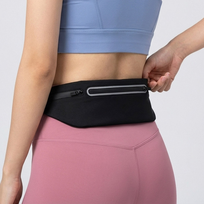 웨이븐 초경량 러닝벨트 방수 스마트폰 조깅 스포츠 힙색, 블랙, 1개