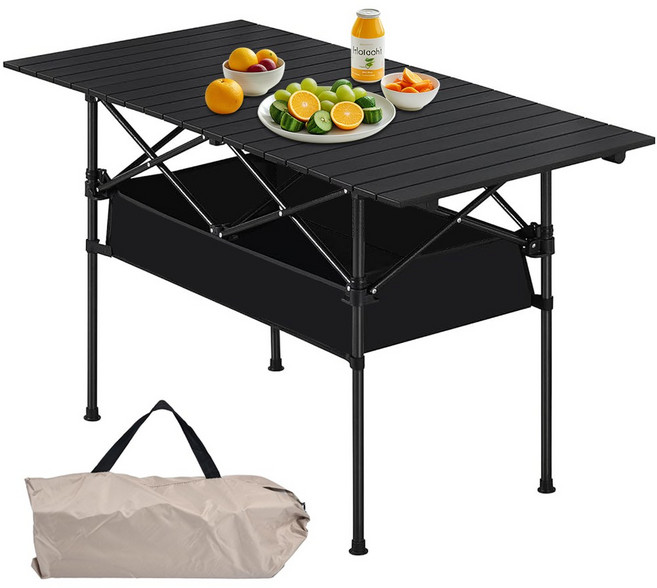 폴딩 롤 캠핑테이블 피크닉테이블 대형, 블랙