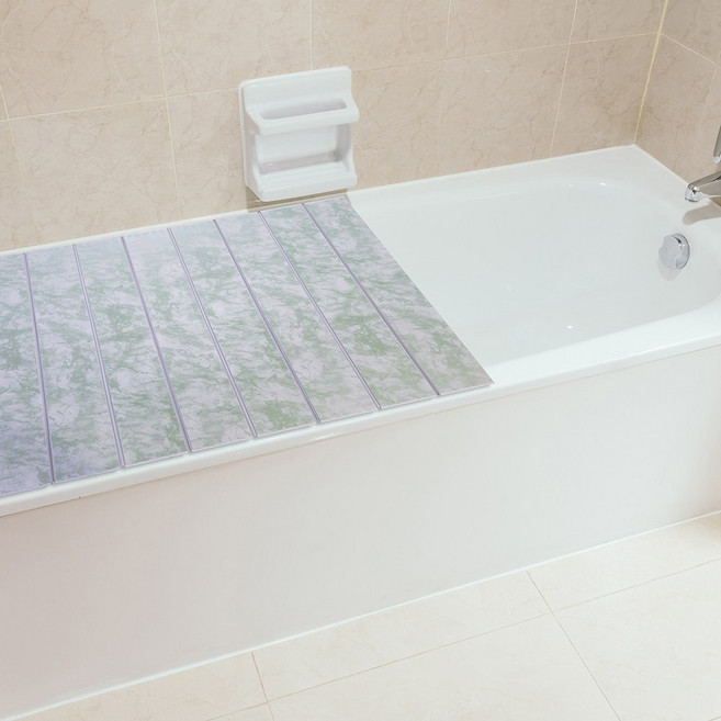 아쿠아씰 욕조 덮개 반신욕 거치대 접이식 플라스틱 트레이 내추럴 가로 82cm x 세로선택