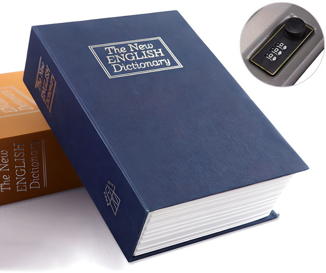 스토리빙 비밀 미니 책 휴대용 금고 중형, 네이비