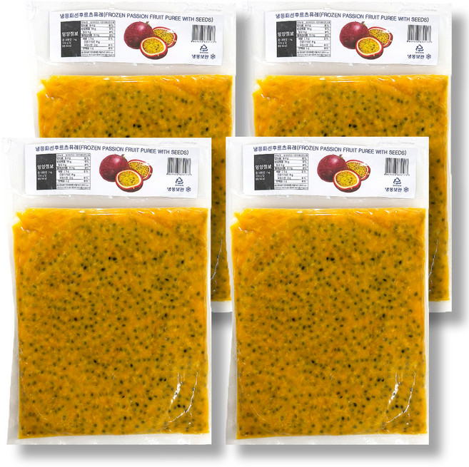 손씨푸드 패션후르츠 퓨레 1kgx4 냉동 백향과, 1kg, 4개