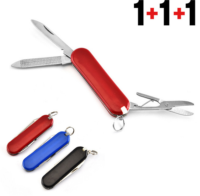 초미니 멀티툴 휴대용 나이프 맥가이버칼 EDC 칼, 랜덤 3색, 3개