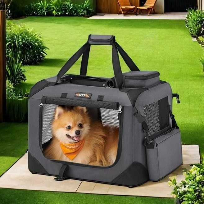FEANDREA 다기능 통풍 반려동물 이동가방 산책가방 외출가방 이동장, 1개, 그레이