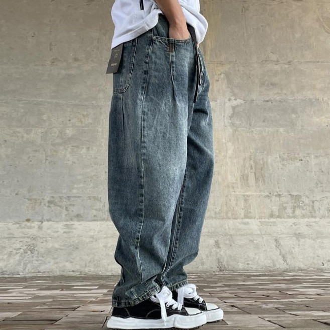 더스타일 남자 벌룬핏 와이드청바지 핀턱 빈티지워싱