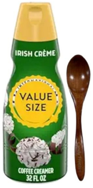 커피 라떼 크림 캔디 프리저 딜라이트 인터내셔널 아이리시 크리머 32액량 온스 액체 비유제품 차 콜드 브루용 우드 스푼 포함 (아이리시 크림), 1, 946ml