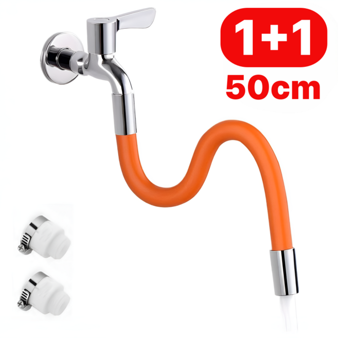 섭합 [1+1] 간편 결속 각도조절 수도꼭지 연장 호스 커넥터 포함, 2개