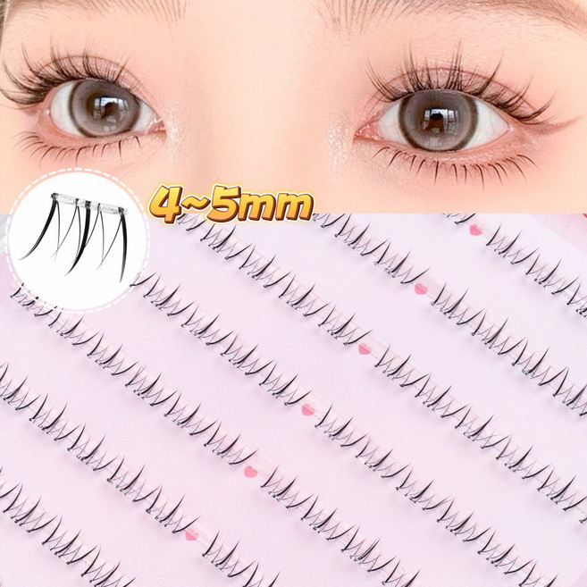 아토포스 노글루 언더 속눈썹 4-5mm 내추럴 셀프연장 풀 필요없는 가닥 아랫눈썹 120모 대용량, 1개, 투명라인