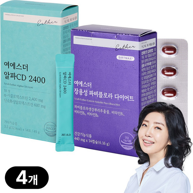 [본사직영] 여에스더 파비플로라 & 알파CD 세트 ( 장용성 파비플로라 다이어트 + 알파CD 2400 ), 4박스, 14회분