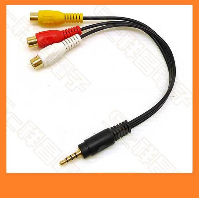 祥昌電子 鍍金 3.5mm 4極轉3 RCA 母頭 AV連接線, 1個