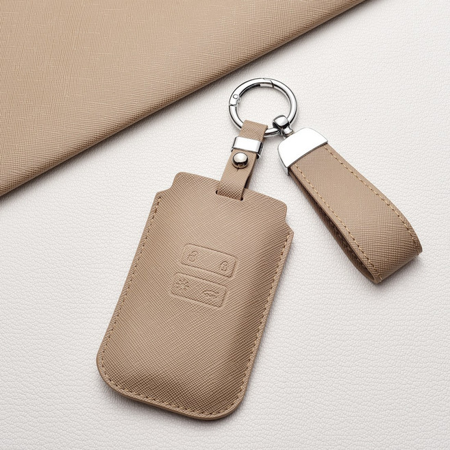 렌삼 키케이스 프라다 가죽 디자인 고급 방scratch 방마모 / QM6 QM5 SM6 SM5 SM3 XM3 클리오 아르카나 호환 키커버, 르노 Ab 타입, 회갈색