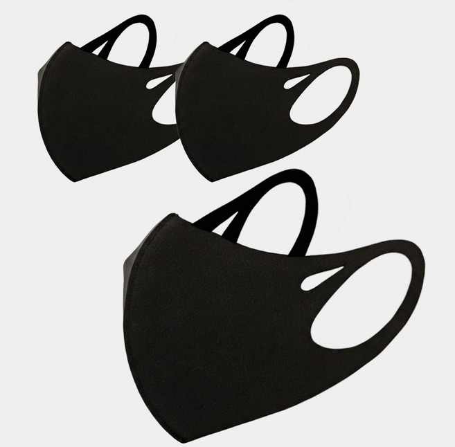 3D 입체 쿨 마스크 자외선 차단 숨쉬기편한 연예인 빨아쓰는 새부리형, 3개, 블랙