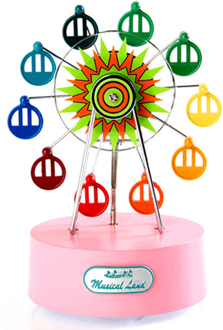 라베끄 미니 페리휠 관람차 뮤직박스 산쿄 Sankyo 오르골(소)-해리포터/하울의움직이는성 친구 결혼 출산 아들 딸 입학 졸업 생일 어린이날선물 태교음악 드라마 소품, 핑크(pink)